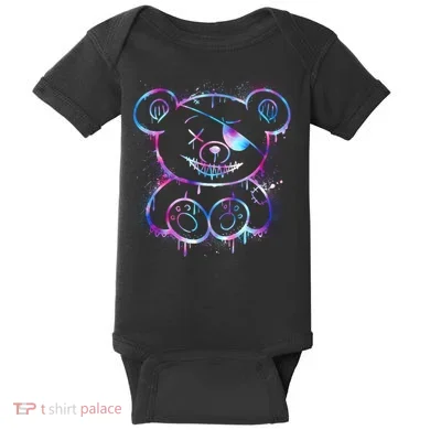 Emo Punk Teddy Bear Graffiti Baby Bodysuit