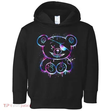 Emo Punk Teddy Bear Graffiti Toddler Hoodie