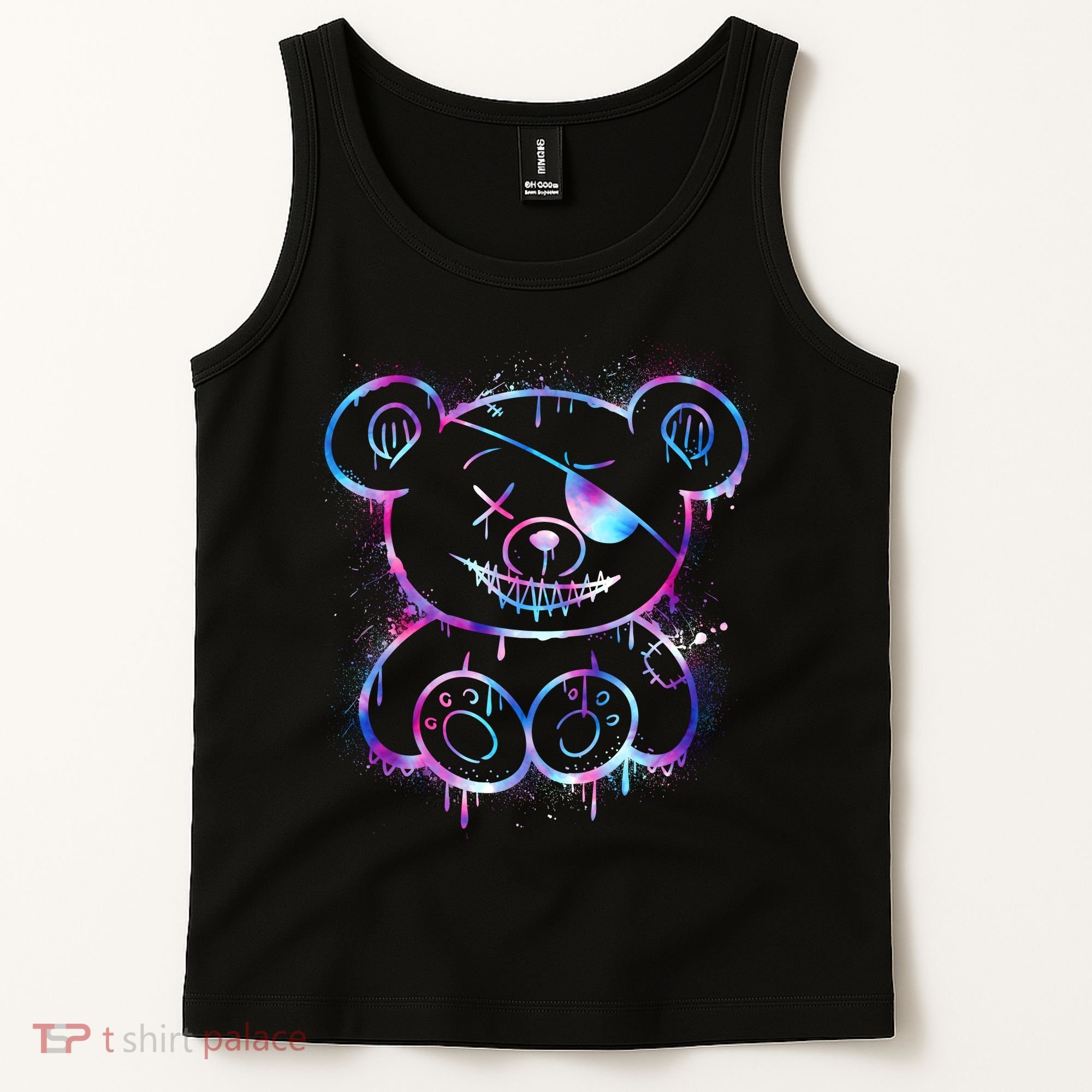 Emo Punk Teddy Bear Graffiti Tank Top