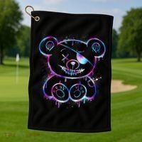 Emo Punk Teddy Bear Graffiti Golf Towel thumb 1