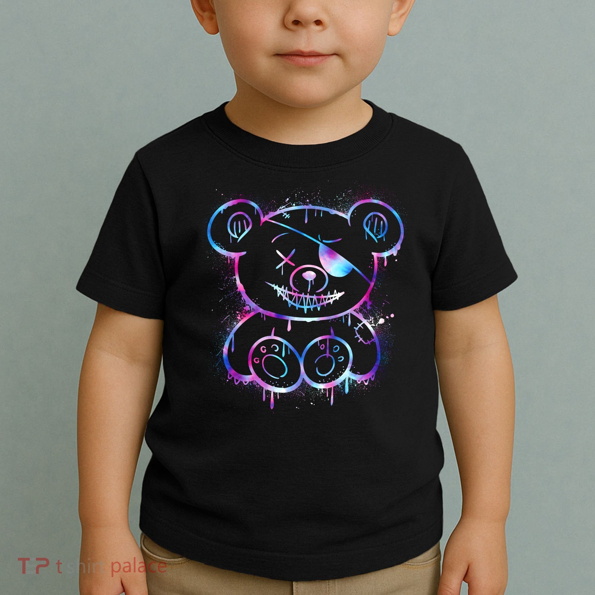 Emo Punk Teddy Bear Graffiti Toddler T-Shirt