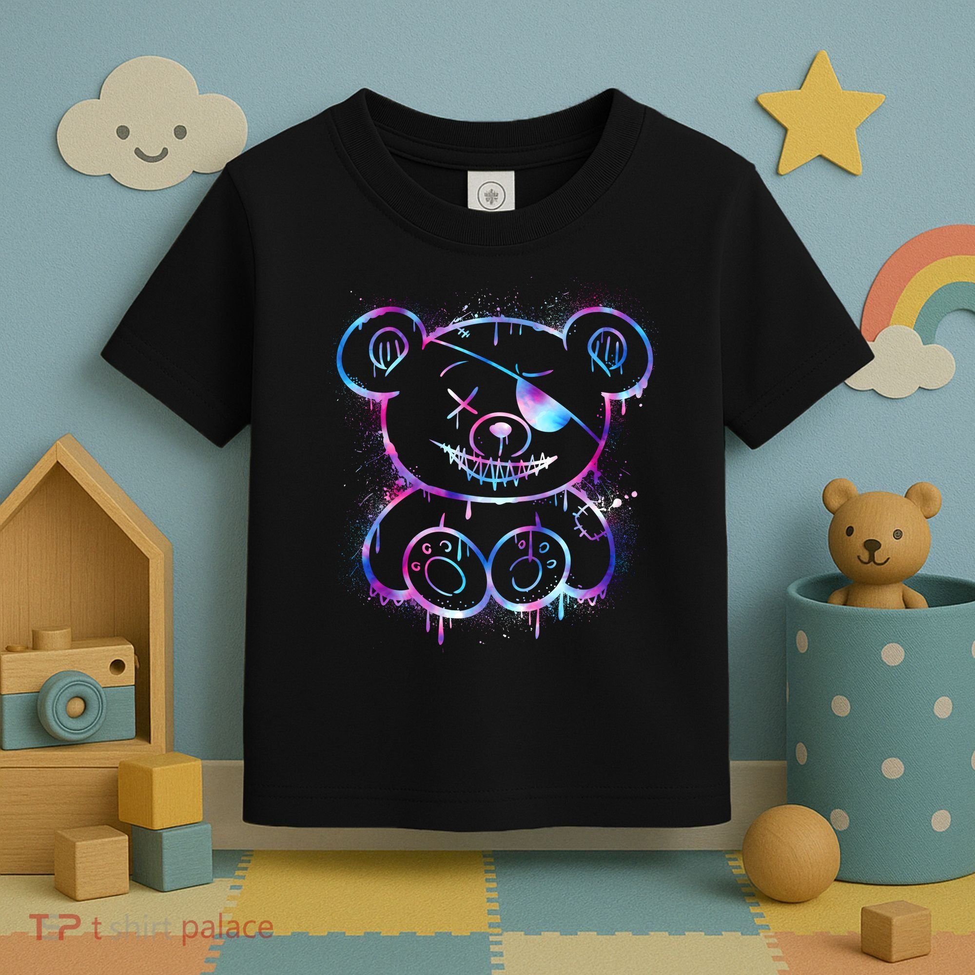 Emo Punk Teddy Bear Graffiti Toddler T-Shirt