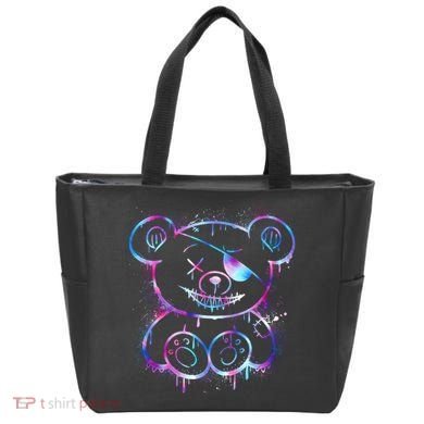 Emo Punk Teddy Bear Graffiti Tote Bag