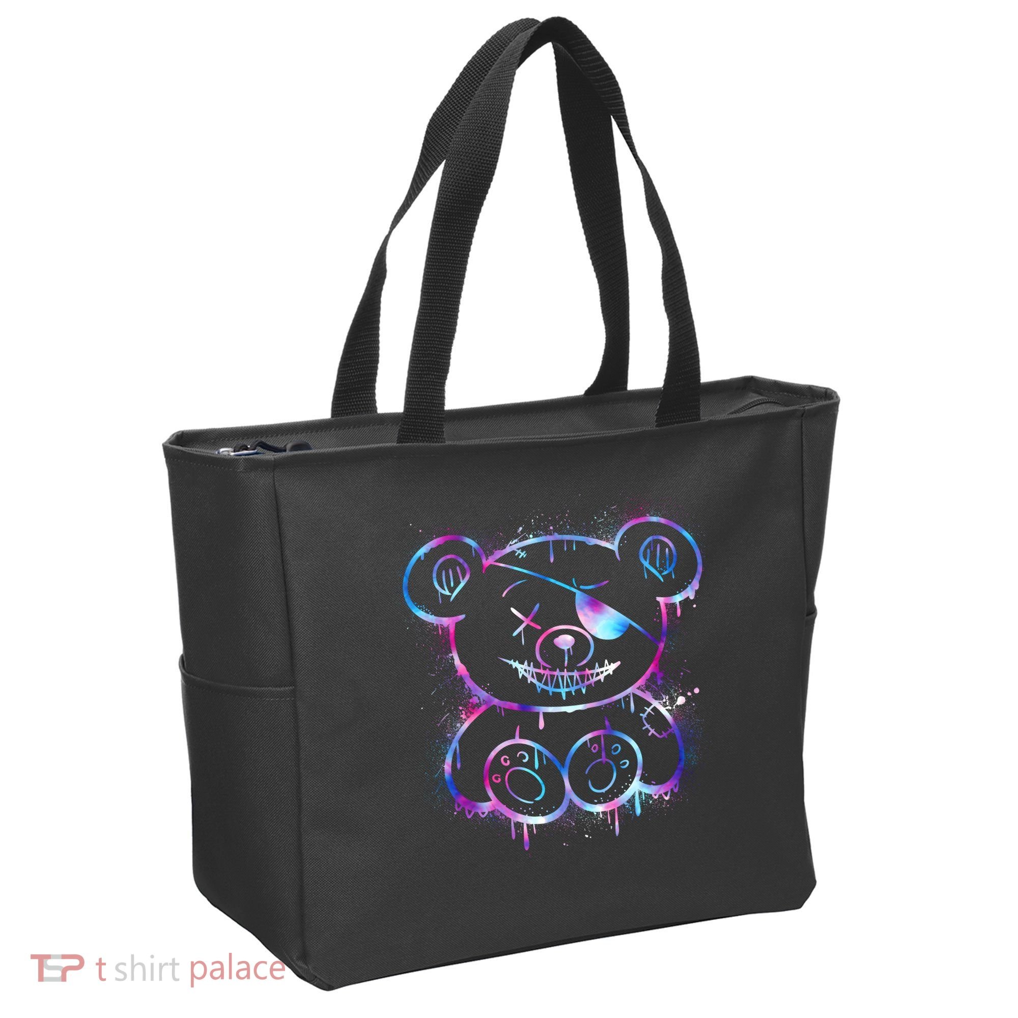 Emo Punk Teddy Bear Graffiti Tote Bag