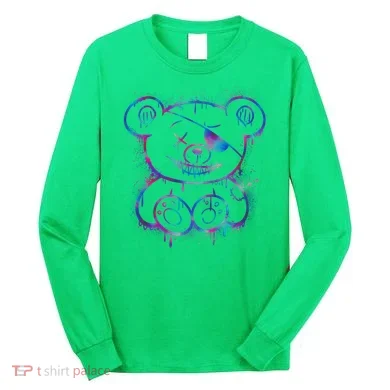Emo Punk Teddy Bear Graffiti Long Sleeve Shirt