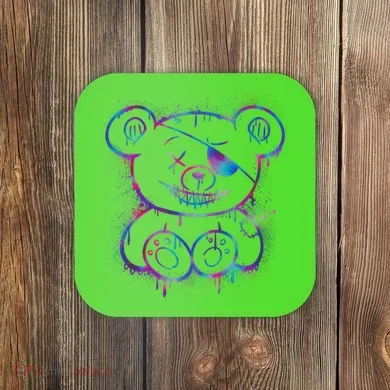 Emo Punk Teddy Bear Graffiti Coaster