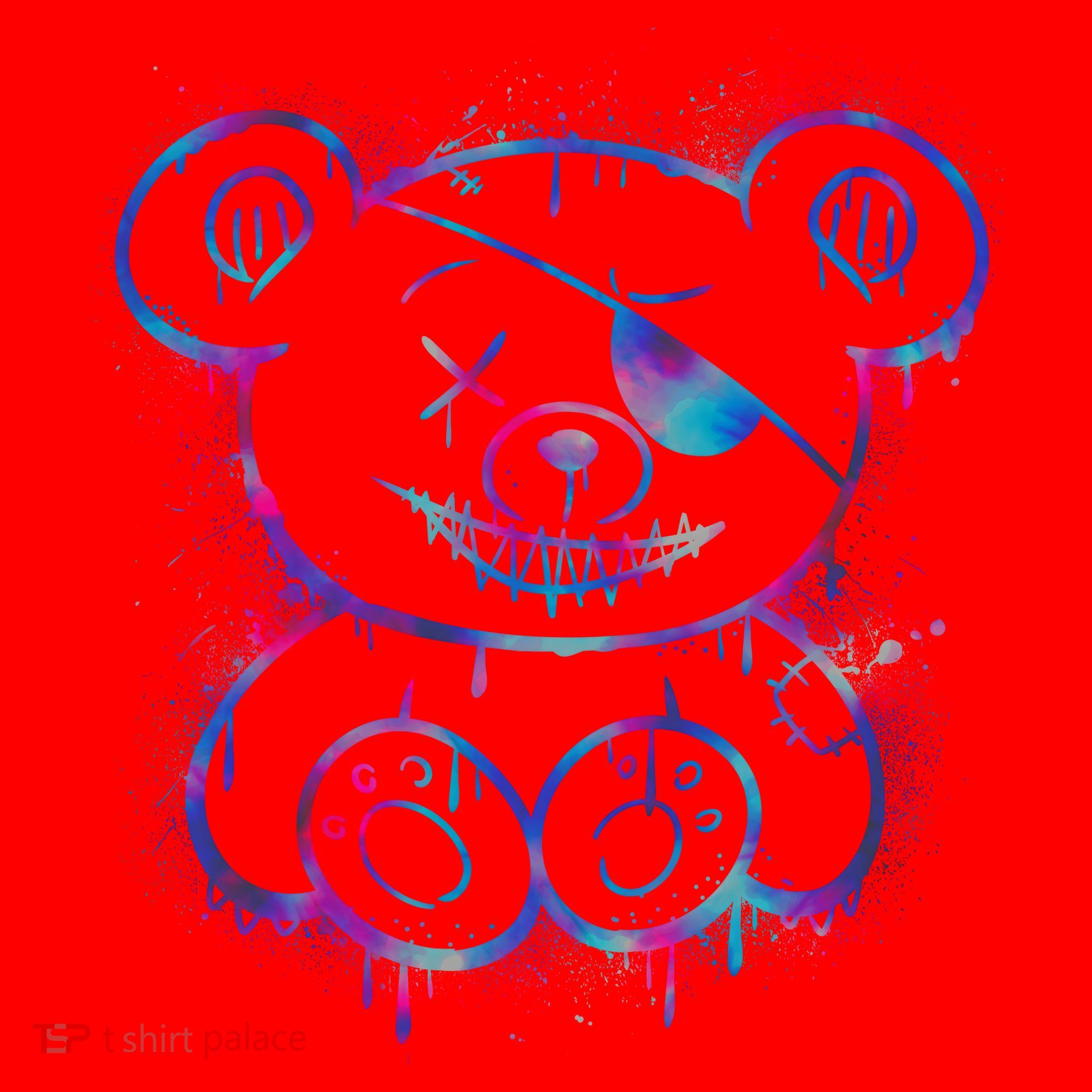 Emo Punk Teddy Bear Graffiti Santa Hat
