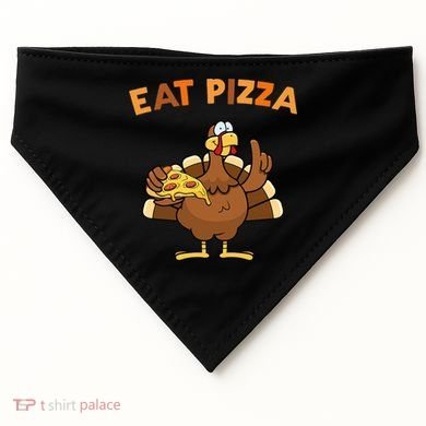 Eat Pizza Turkey Thanksgiving Funny USA-Made Doggie Bandana
