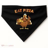 Eat Pizza Turkey Thanksgiving Funny USA-Made Doggie Bandana thumb 0