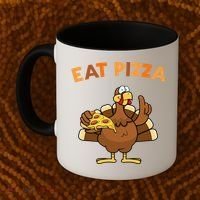 Eat Pizza Turkey Thanksgiving Funny Coffee Mug thumb 2