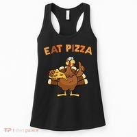 Eat Pizza Turkey Thanksgiving Funny Women's Tank Top thumb 0