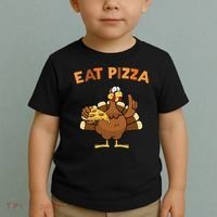 Eat Pizza Turkey Thanksgiving Funny Toddler T-Shirt thumb 2