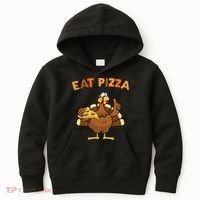 Eat Pizza Turkey Thanksgiving Funny Kids Hoodie thumb 0