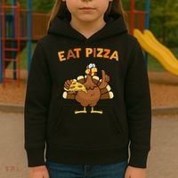 Eat Pizza Turkey Thanksgiving Funny Kids Hoodie thumb 3