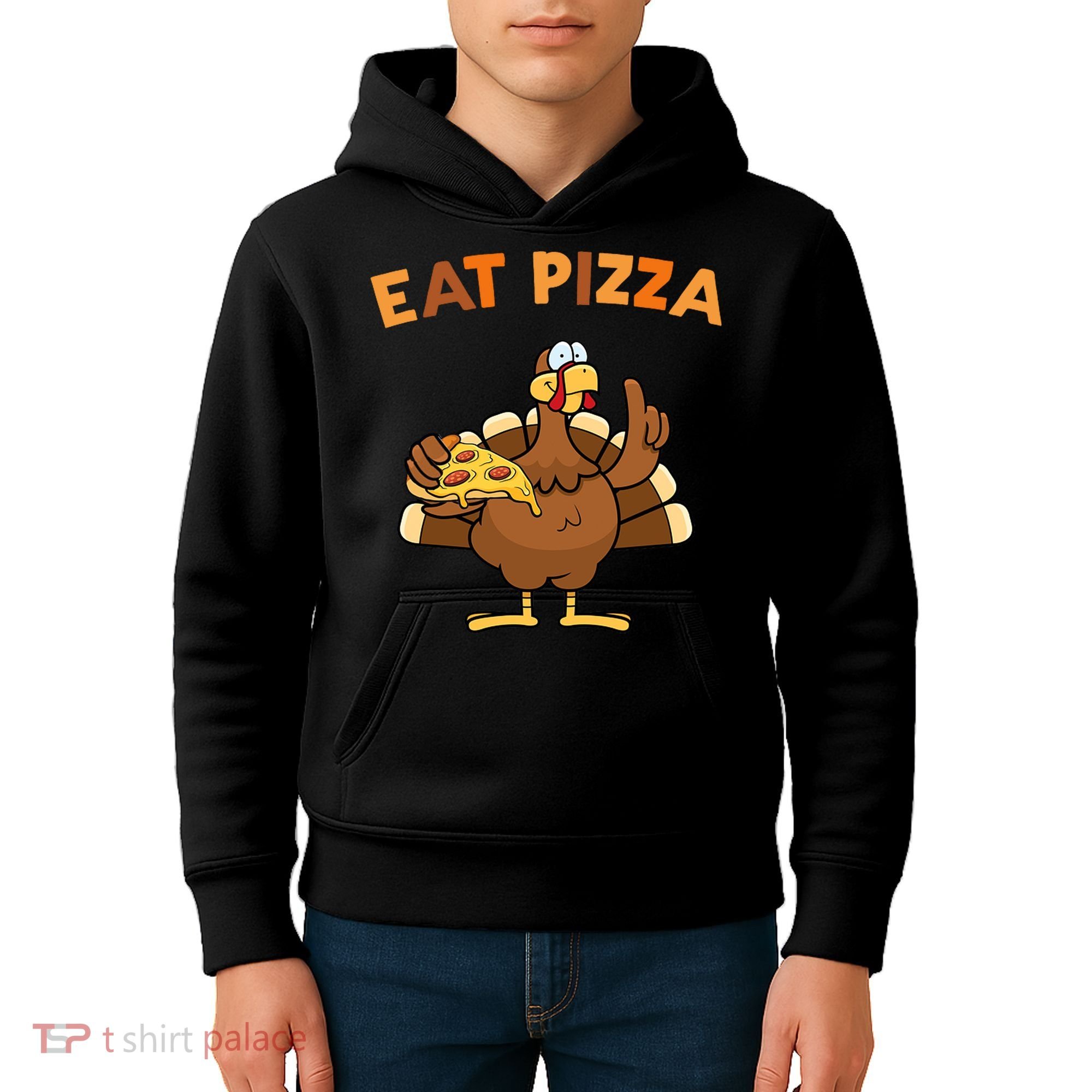 Eat Pizza Turkey Thanksgiving Funny Kids Hoodie