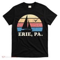 Erie PA Vintage Sailboat 70s Throwback Sunset T-Shirt thumb 0