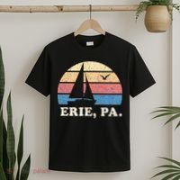 Erie PA Vintage Sailboat 70s Throwback Sunset T-Shirt thumb 2