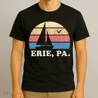Erie PA Vintage Sailboat 70s Throwback Sunset T-Shirt thumb 3