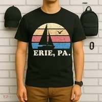 Erie PA Vintage Sailboat 70s Throwback Sunset T-Shirt thumb 6