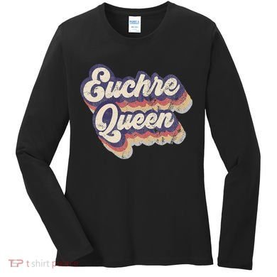 Euchre Queen Euchre Card Game Player Vintage Euchre Women's Long Sleeve Shirt
