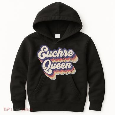 Euchre Queen Euchre Card Game Player Vintage Euchre Kids Hoodie