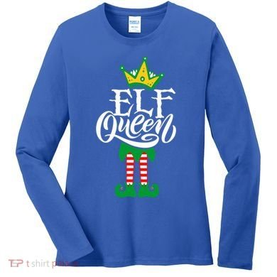 Elf Queen Matching Family Group Elf Squad Christmas Gift Cool Gift Women's Long Sleeve Shirt