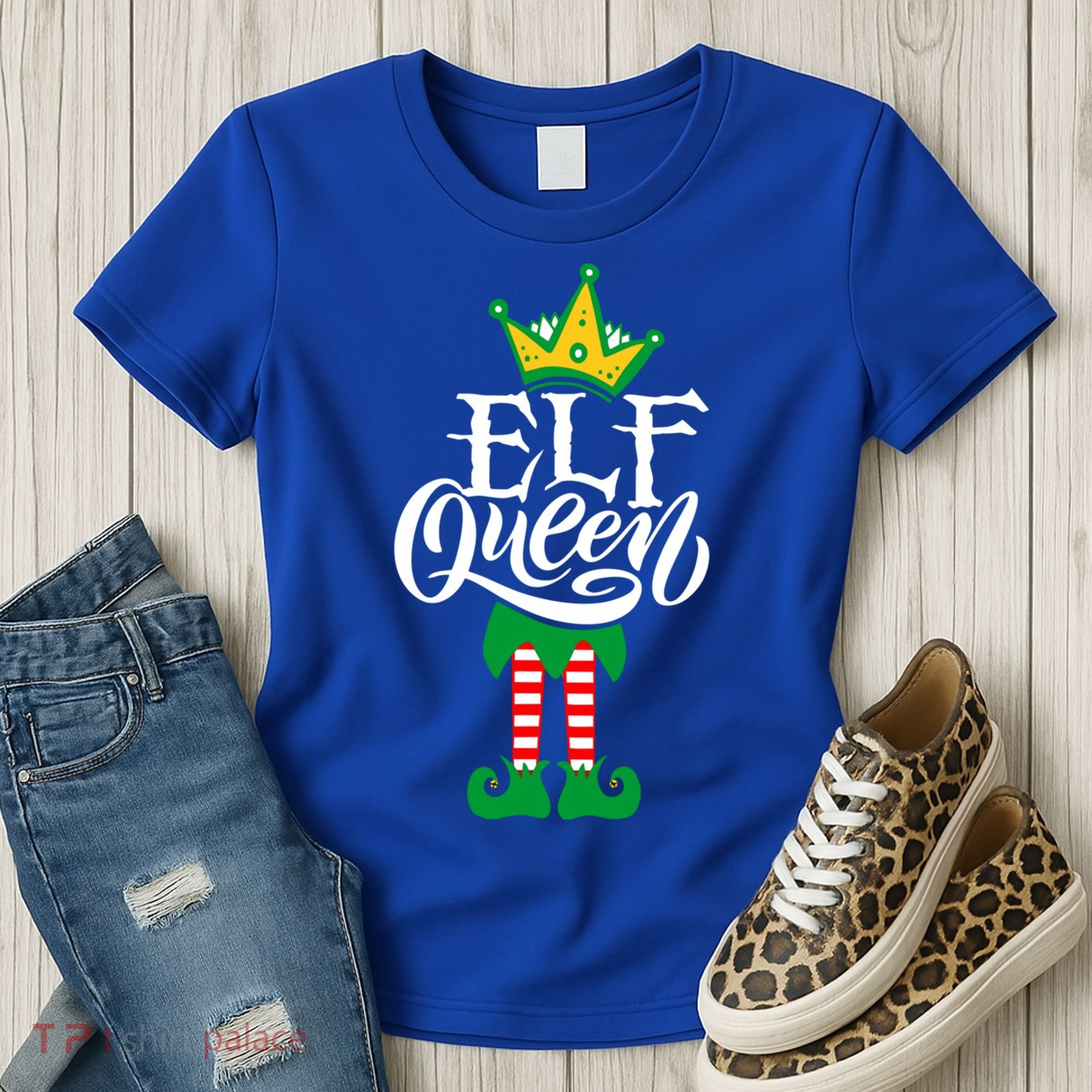 Elf Queen Matching Family Group Elf Squad Christmas Gift Cool Gift Women's T-Shirt