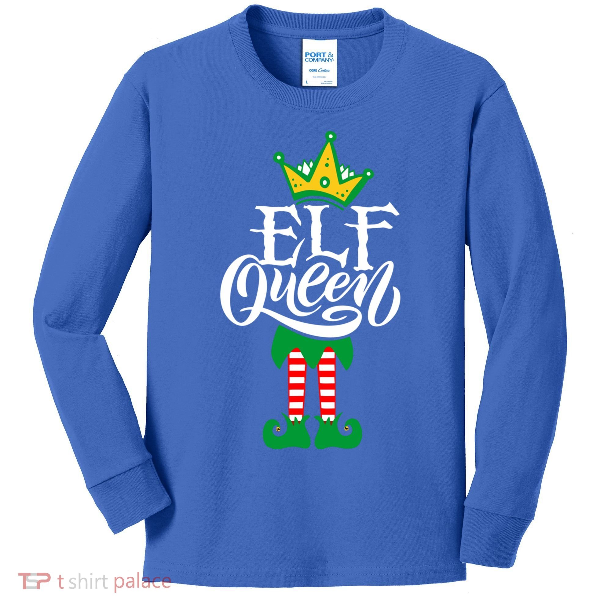 Elf Queen Matching Family Group Elf Squad Christmas Gift Cool Gift Kids Long Sleeve Shirt