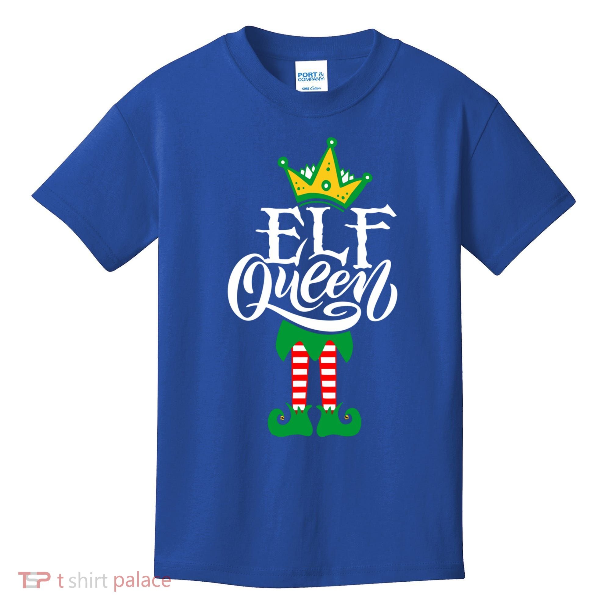 Elf Queen Matching Family Group Elf Squad Christmas Gift Cool Gift Kids T-Shirt