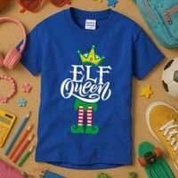 Elf Queen Matching Family Group Elf Squad Christmas Gift Cool Gift Kids T-Shirt thumb 3