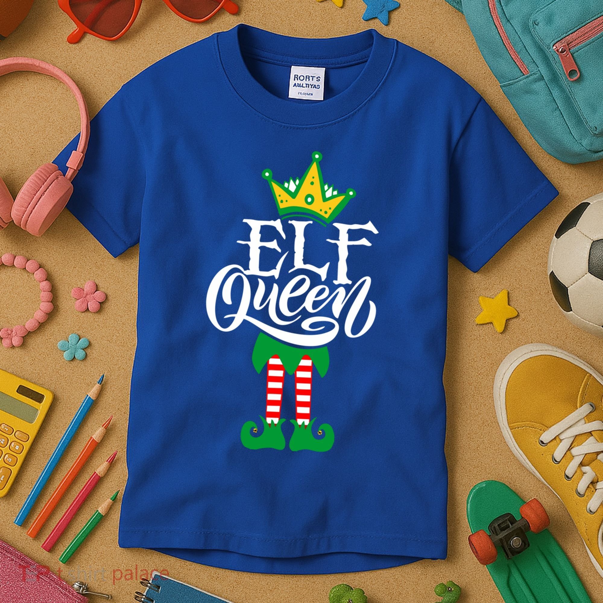Elf Queen Matching Family Group Elf Squad Christmas Gift Cool Gift Kids T-Shirt