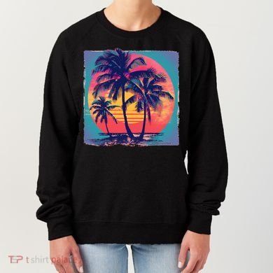Eighties Retro 80s Style Beach Palm Trees Summer Gift Women's Sweatshirt