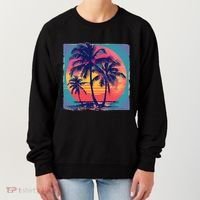 Eighties Retro 80s Style Beach Palm Trees Summer Gift Women's Sweatshirt thumb 0
