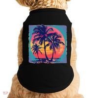 Eighties Retro 80s Style Beach Palm Trees Summer Gift Doggie Tank thumb 0
