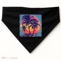 Eighties Retro 80s Style Beach Palm Trees Summer Gift USA-Made Doggie Bandana thumb 0