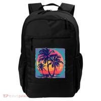Eighties Retro 80s Style Beach Palm Trees Summer Gift Backpack thumb 0