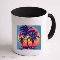Eighties Retro 80s Style Beach Palm Trees Summer Gift Coffee Mug thumb 1