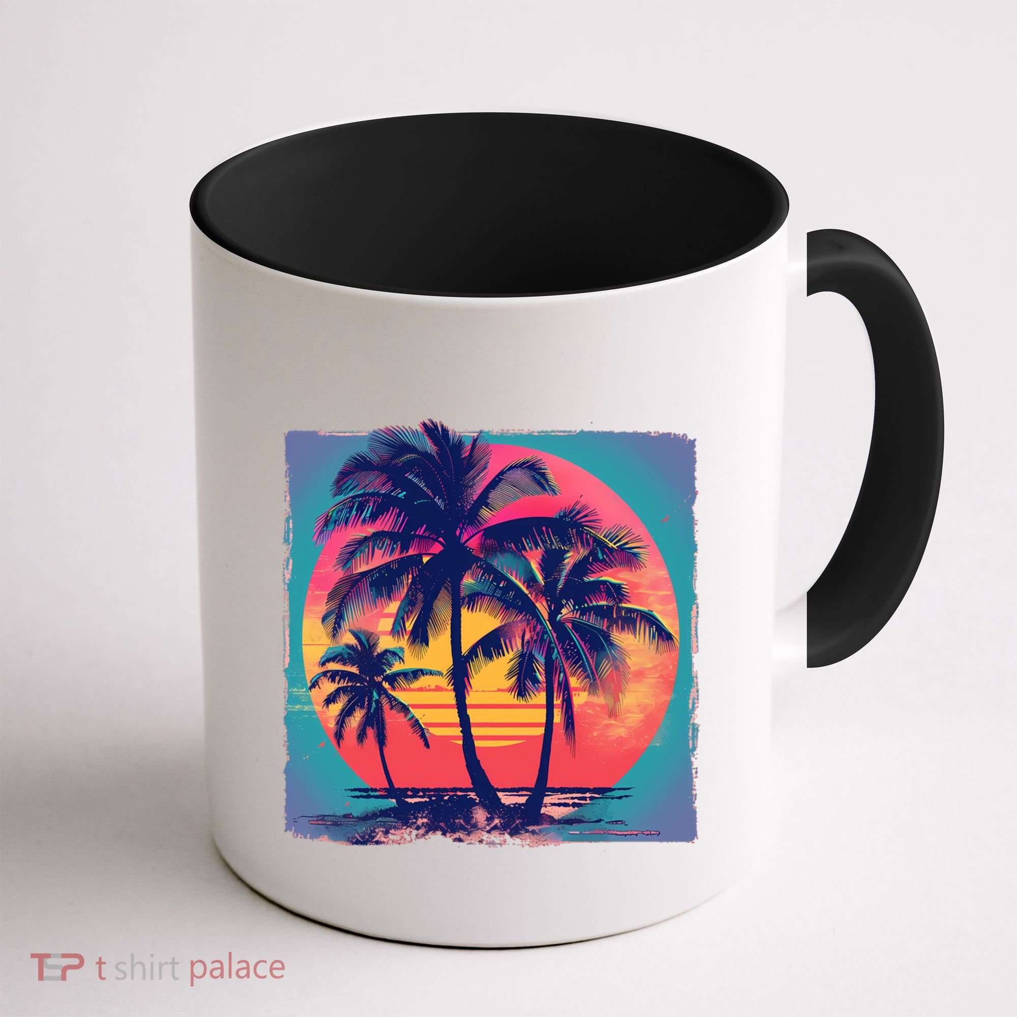 Eighties Retro 80s Style Beach Palm Trees Summer Gift Coffee Mug