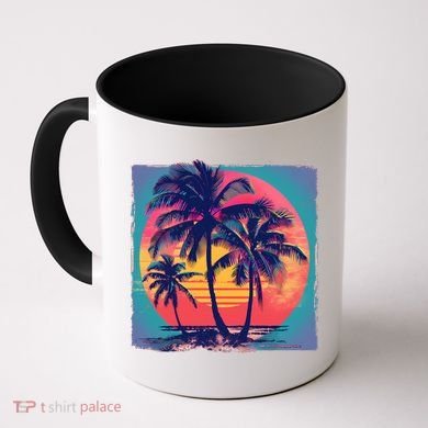 Eighties Retro 80s Style Beach Palm Trees Summer Gift Coffee Mug