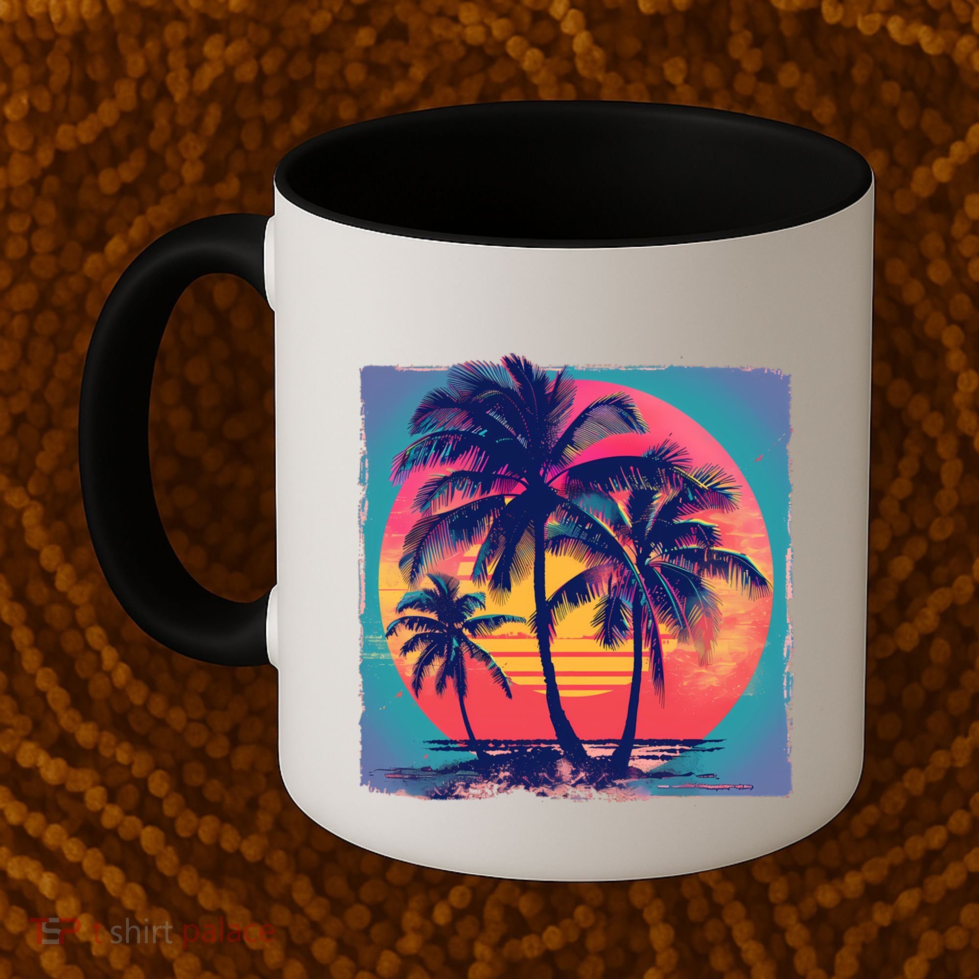 Eighties Retro 80s Style Beach Palm Trees Summer Gift Coffee Mug