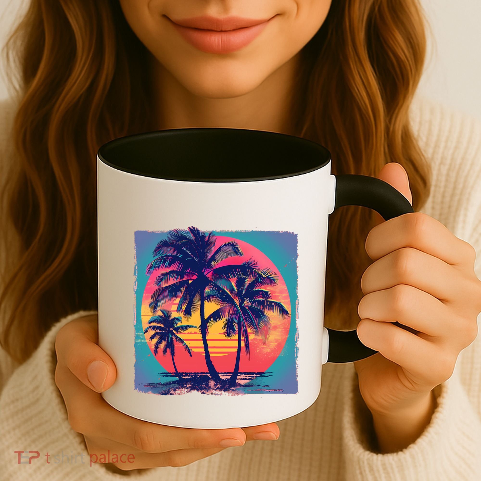 Eighties Retro 80s Style Beach Palm Trees Summer Gift Coffee Mug
