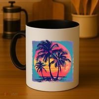 Eighties Retro 80s Style Beach Palm Trees Summer Gift Coffee Mug thumb 4