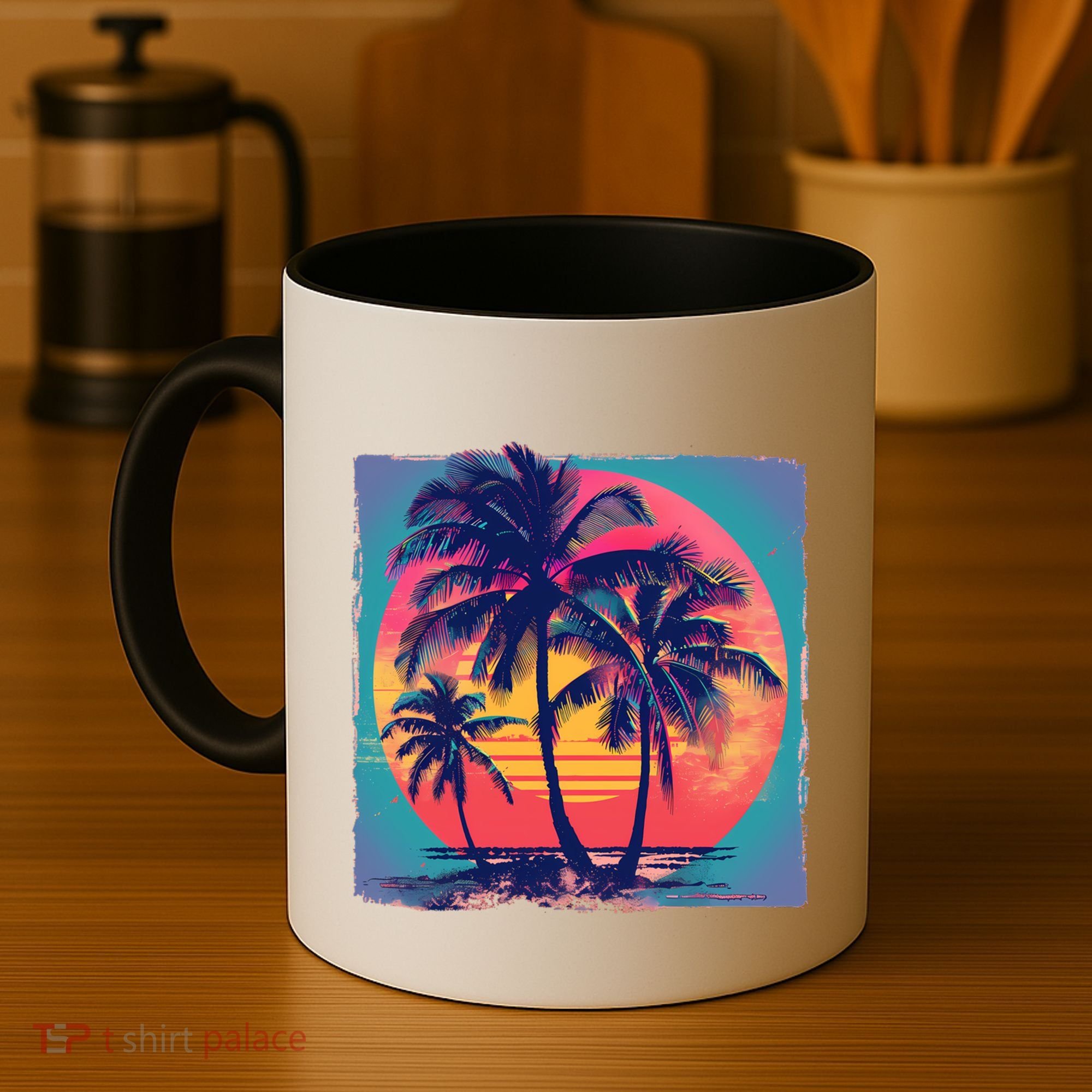 Eighties Retro 80s Style Beach Palm Trees Summer Gift Coffee Mug