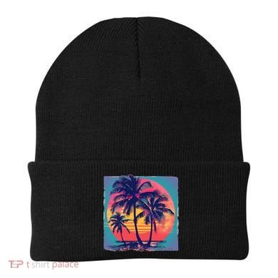 Eighties Retro 80s Style Beach Palm Trees Summer Gift Beanie