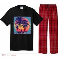 Eighties Retro 80s Style Beach Palm Trees Summer Gift Pajama Set thumb 0