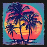 Eighties Retro 80s Style Beach Palm Trees Summer Gift Women's Hoodie thumb 2