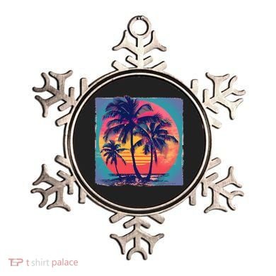 Eighties Retro 80s Style Beach Palm Trees Summer Gift Ornament