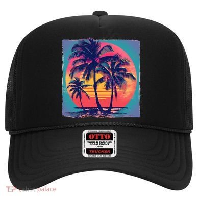 Eighties Retro 80s Style Beach Palm Trees Summer Gift Hat