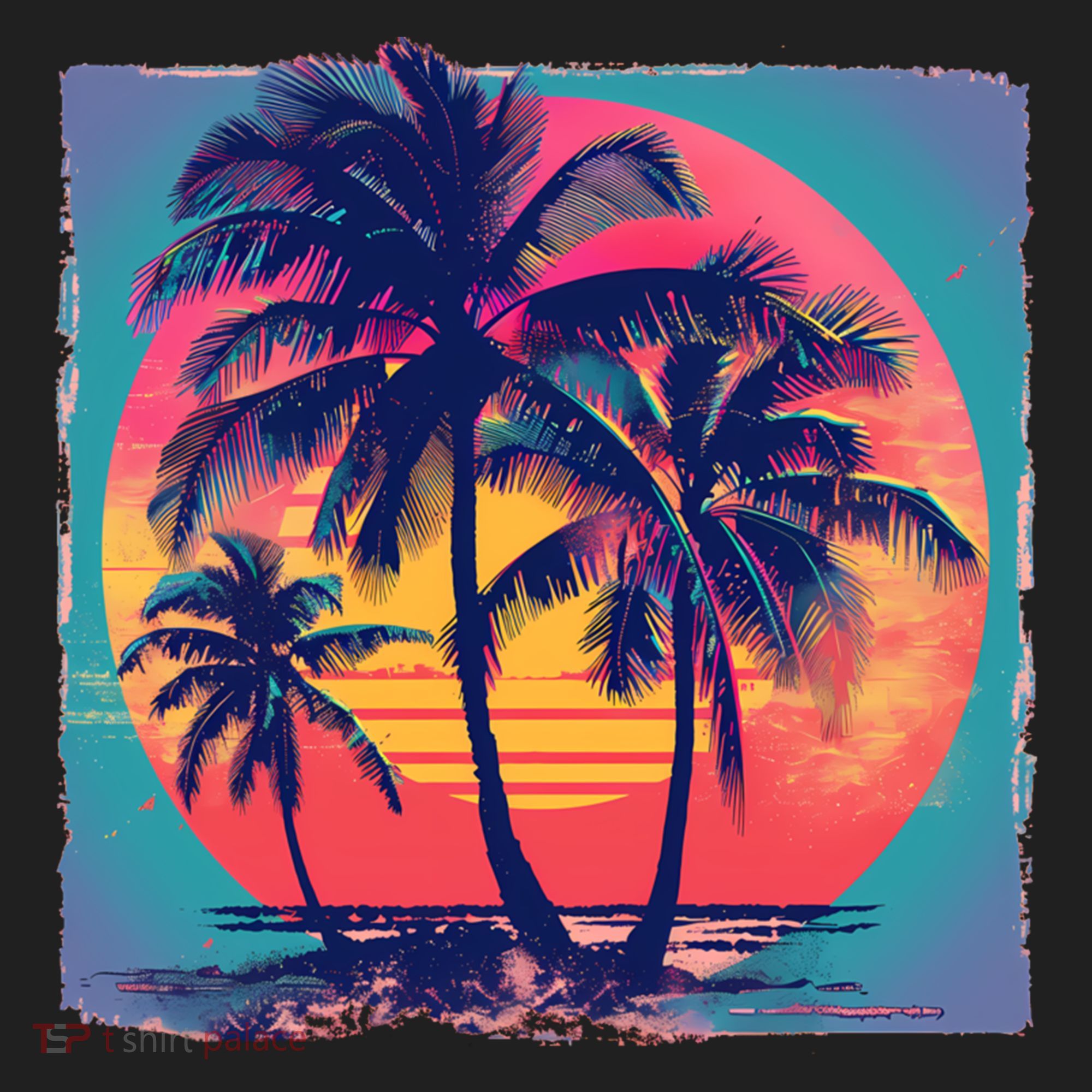 Eighties Retro 80s Style Beach Palm Trees Summer Gift Hat