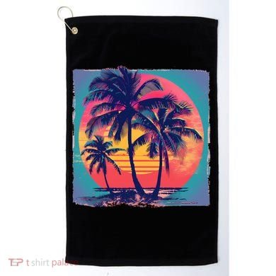 Eighties Retro 80s Style Beach Palm Trees Summer Gift Golf Towel